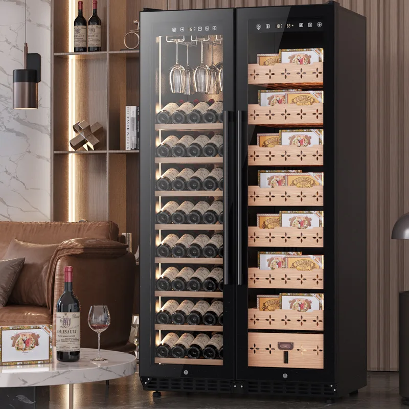 

Red wine cigar cabinet constant temperature and humidity compressor embedded
