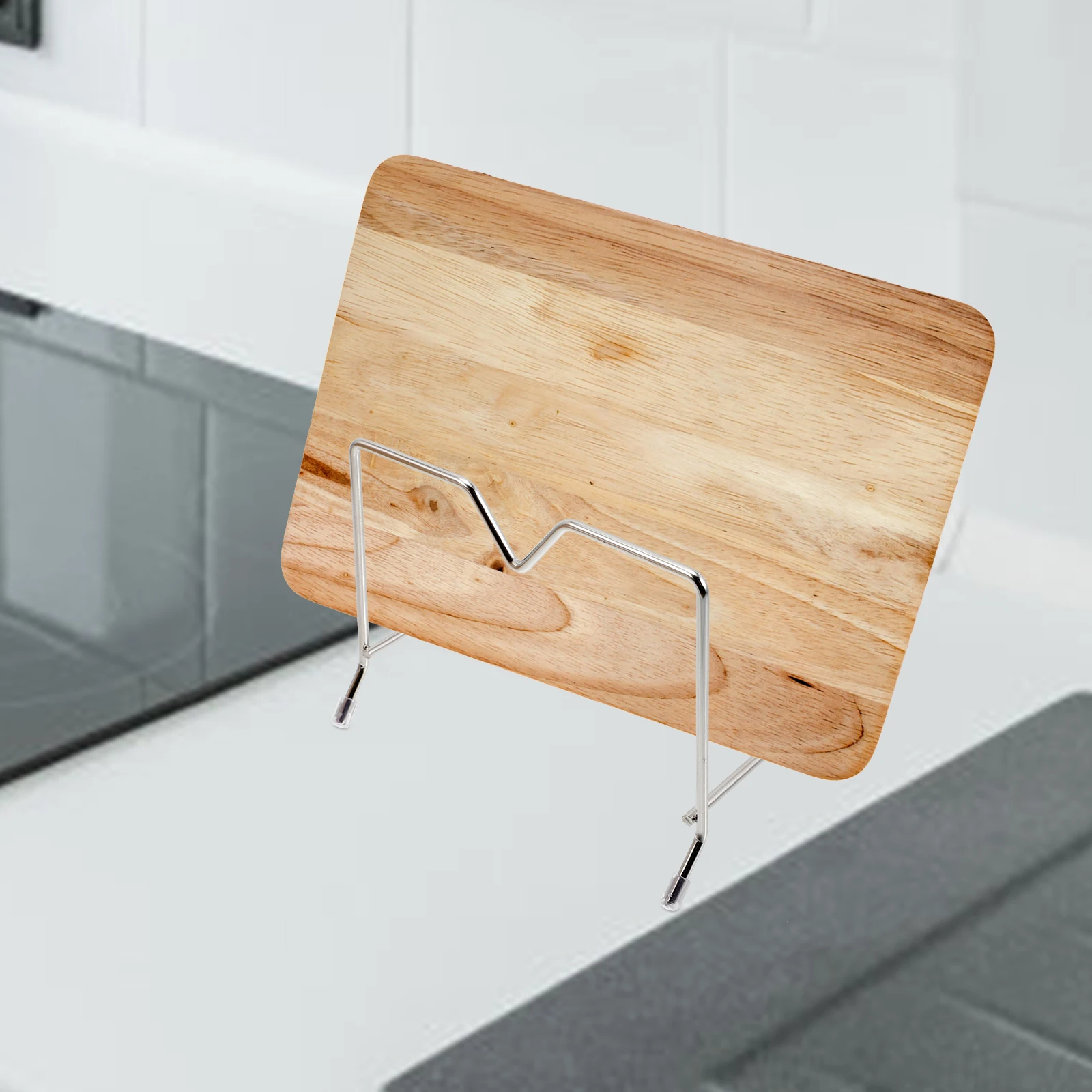 

2Pcs Cutting Board Holder Stainless Steel Rack Pot Lid ganizer Non skid Draining Shelf Kitchen Storage Clean