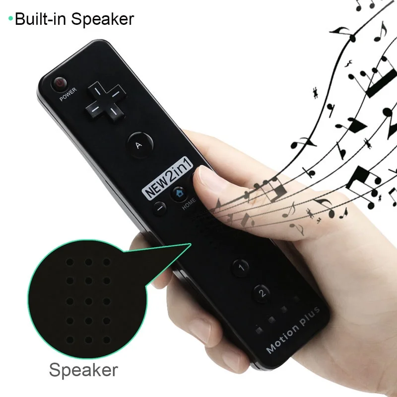 Manette de jeu 2 en 1 pour Nintendo Wii Dahchuck, avec Motion Plus intégré, sans fil, avec étui en silicone et capteur de mouvement