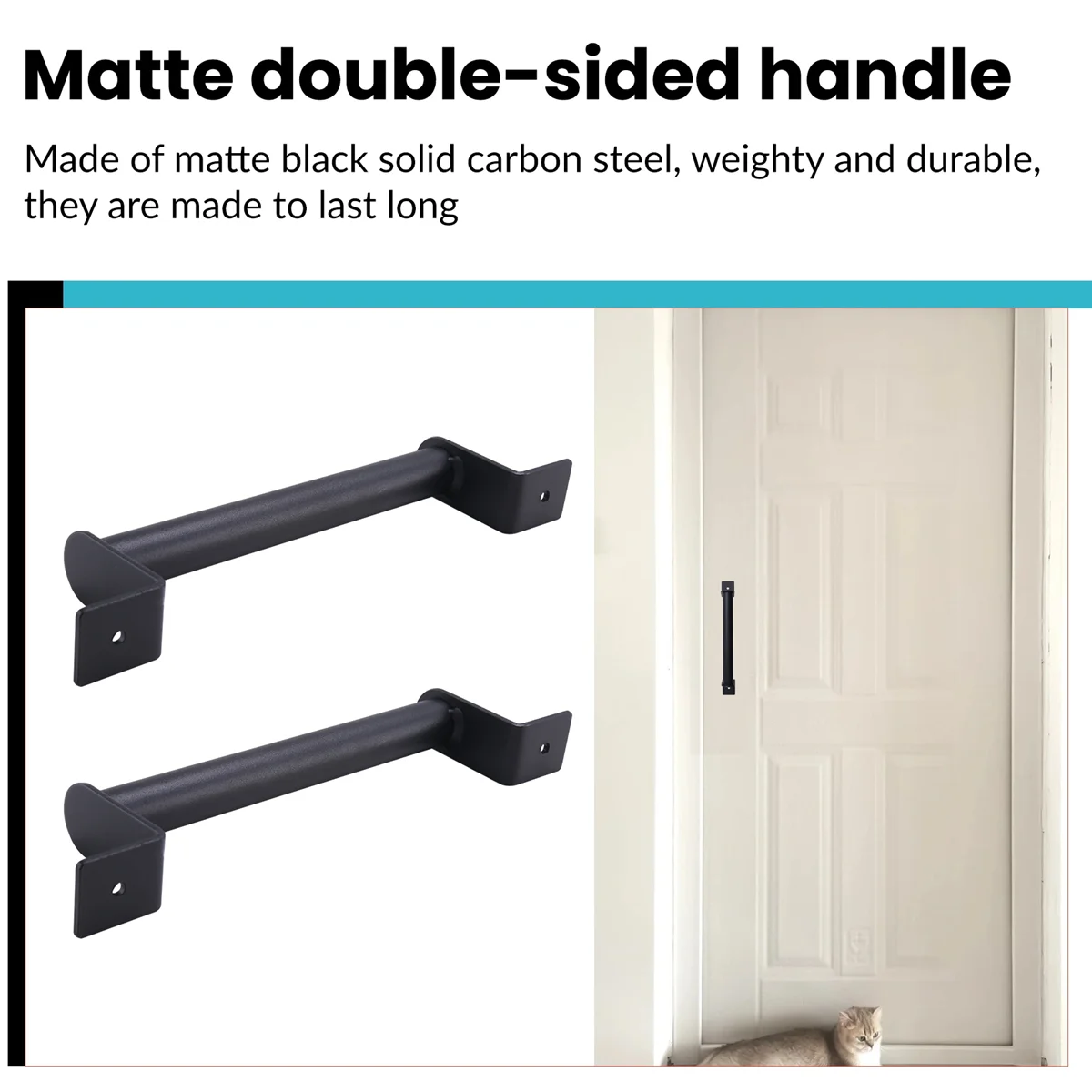 2Pcs Black Carbon Steel Sliding Barn Door Pull Handle for Sliding Barn Door Garden Gates Garages Hardware Kit XT