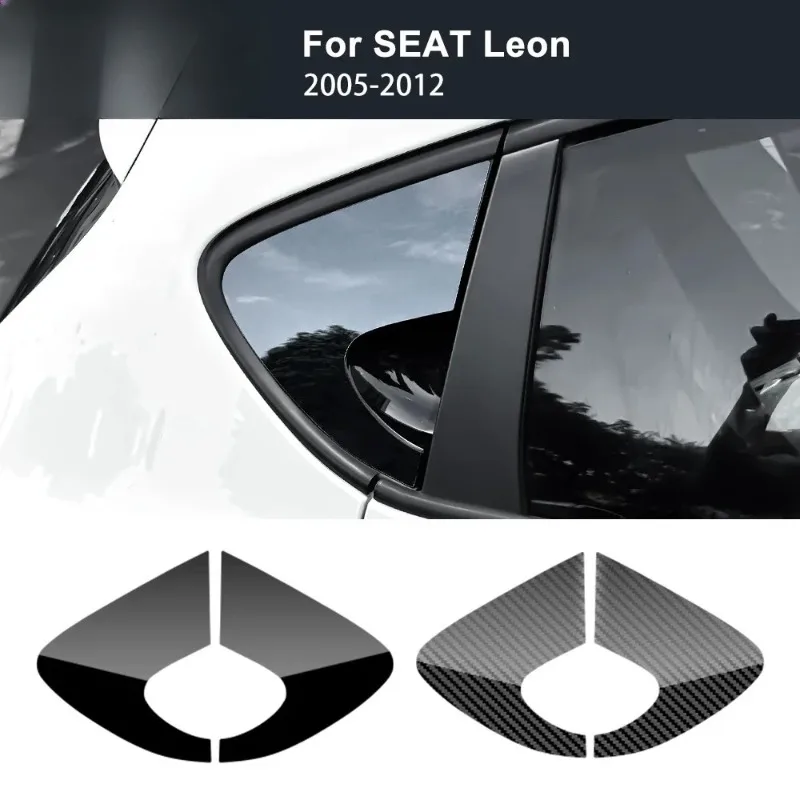 For Seat Leon MK2 1P Altea 2005 2006 2007 2008 2009 2010 2011 2012 Carbon Fiber Pattern Glossy Black Triangle Window Sticker