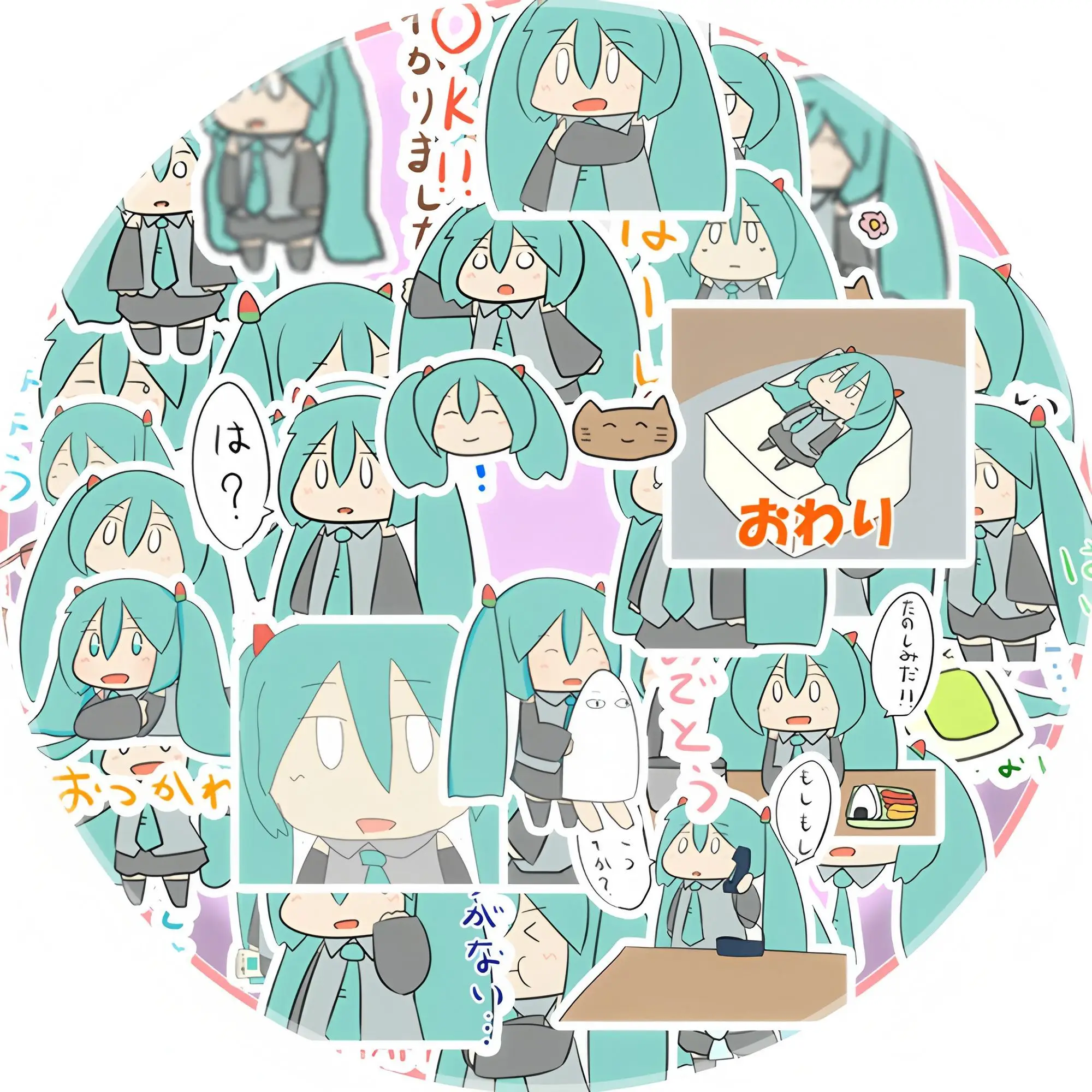 40Pcs/set New Anime Hatsune Miku kawaii expression Figure Waterproof sticker model toys DIY Hand account stickers Gifts