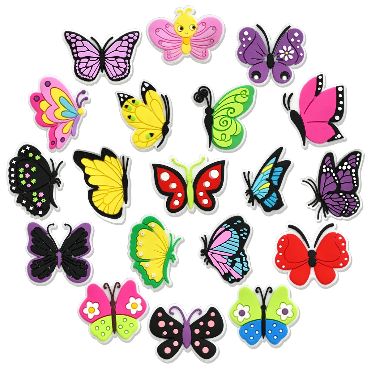 butterfly colorful PVC shoe Charms Slippers Buckle combination Fit Wristbands accessories Decoration Bands gift unisex party