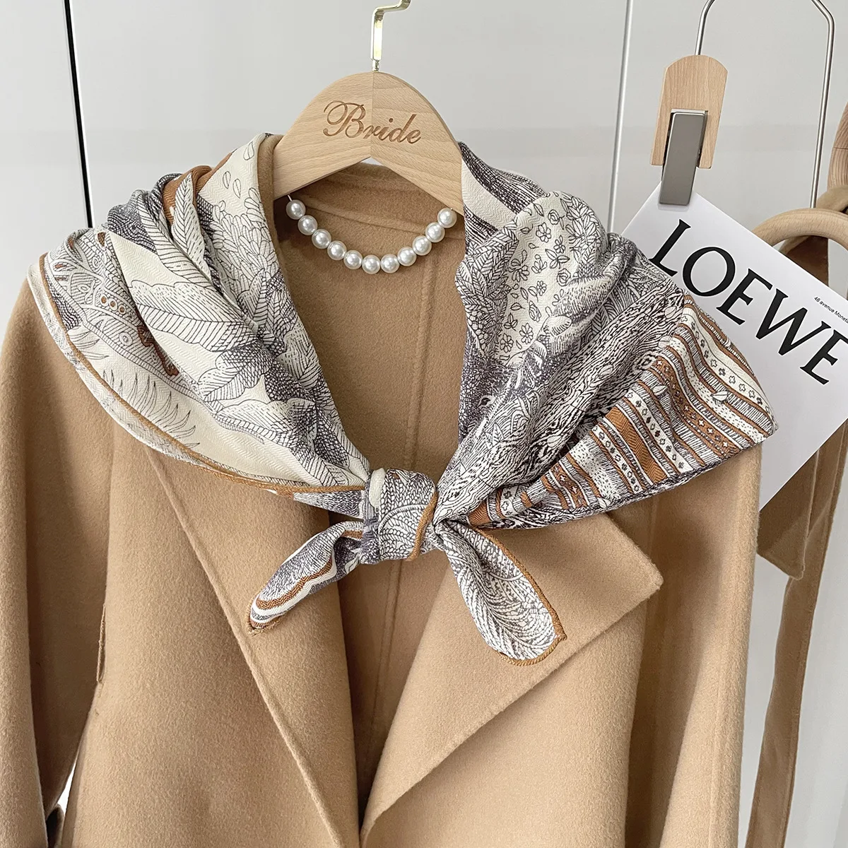 New 90CM Silk Wool Scarf Women Head Neck Bag Bandannas Winter Accessories Cashmere Scarves Luxury Brand Hand Rolled Edges Shawls