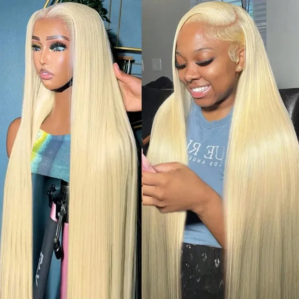 

Парик из натуральных бразильских прямых волос 13x4 HD Transparent 613 Honey Blonde Color с прозрачной кружевной основой для женщин
