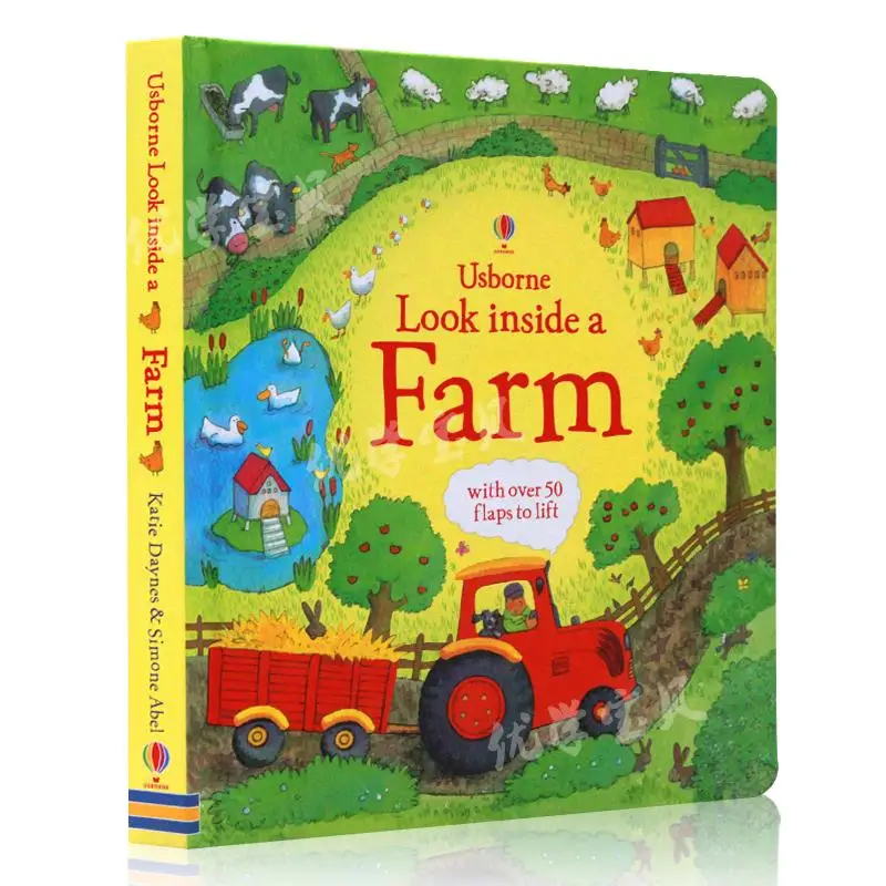 

Look Inside a Farm Usborne English Cardboard Book for Kids Learning Science Knowledge Activity Reading Big Size 23.5X26.5cm