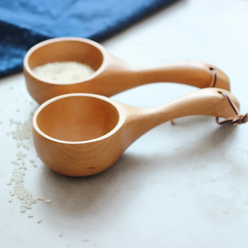 Solid Wood Scoop Japanese-style Short Handle Rice Scoop Kitchen Water Scoop Wooden Spoon Bath Sauna Wooden Bucket Spoon