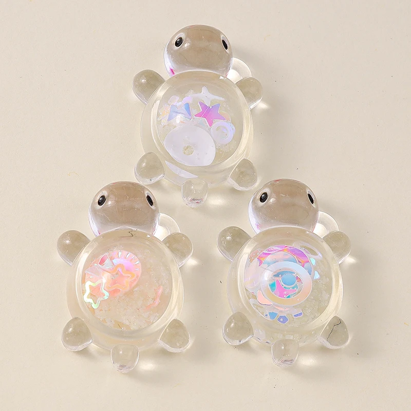 Leslie 10 Stück 21 x 30 mm kreative Glitzer-Schildkröten-Charms aus Kunstharz, Schildkröten-Anhänger für Ohrringe, Halskette, Schmuck, DIY, süßes Kinderspielzeug – Detail 7