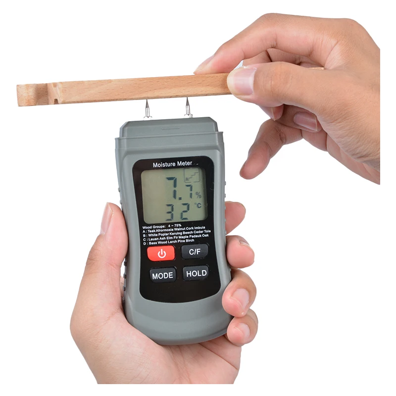 Neutral Packaging Twin Pin Insertion HD Digital Wood Moisture Meter Paper Wall with Ambient Temperature Function RCXAZ MT01