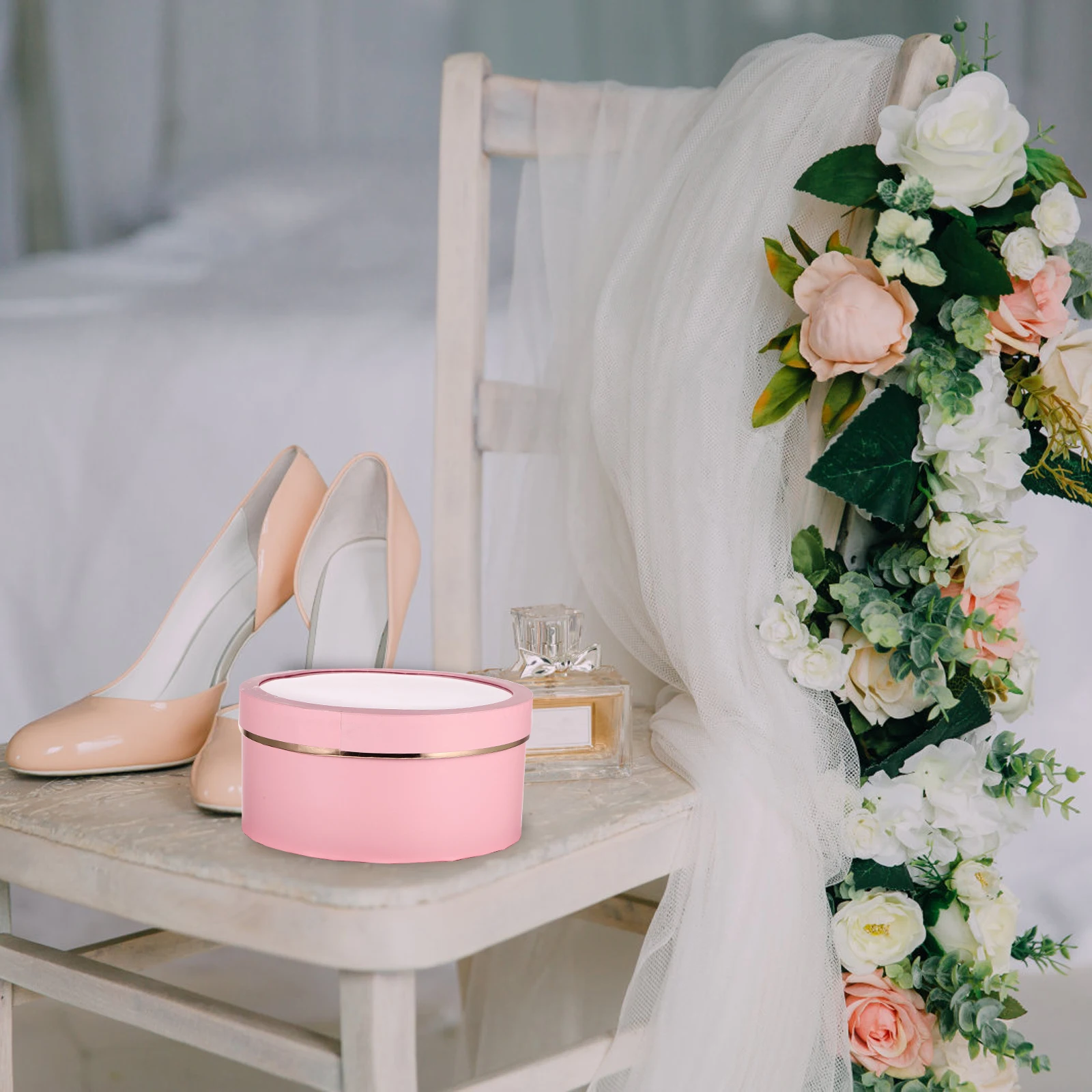 

2Pcs Flowers Packaging Boxes Classic Round Flower Gift Boxes PVC Coated Paper with Cover for Valentines Wedding Birthday Floral