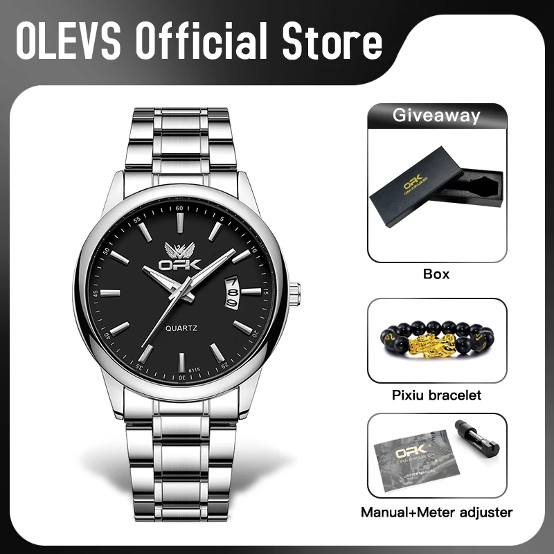 OPK 6010 Mens Watch Simple Fashion Original Quartz Wristwatch Waterproof Luminous Watches For Men Chronograph Date Reloj Hombre