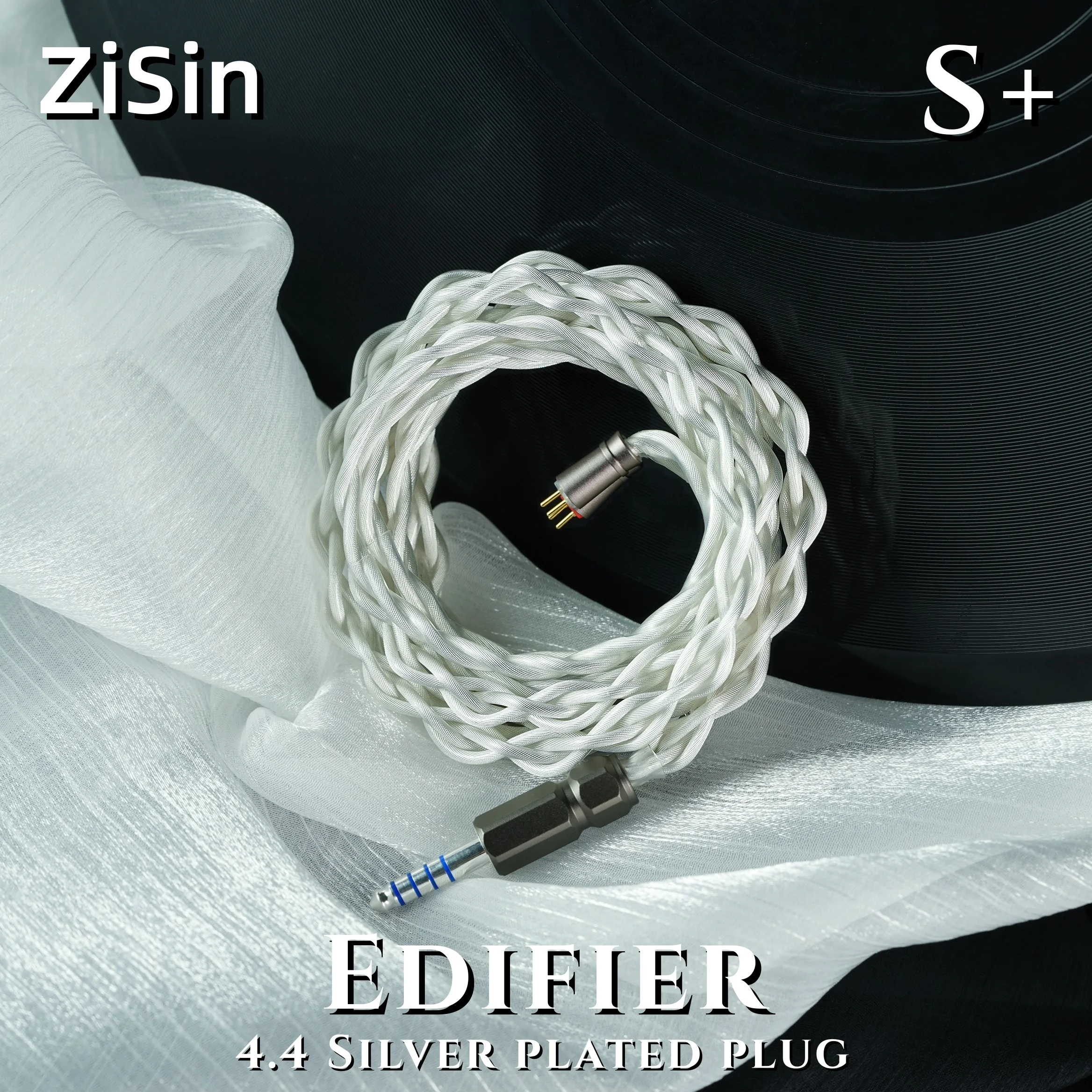 

ZiSin-341 IEM cable 4.4mm silver plated plug, compatible with MMCX/dual 3.5mm, suitable for MOONDROP x Crinacle DUSK IEM