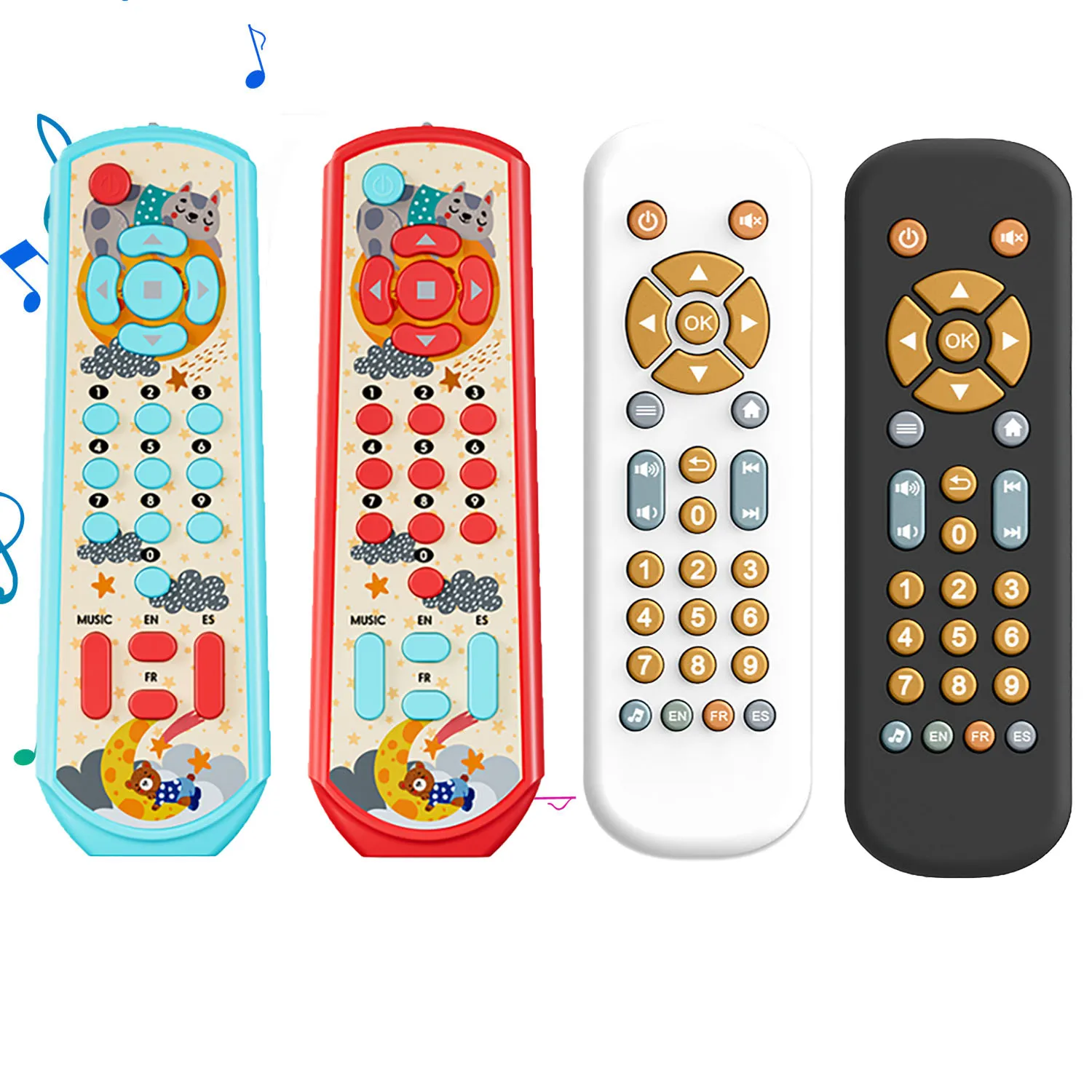 

Children's simulation remote control with lighting and music, multi-functional play toy for early childhood foreign language edu