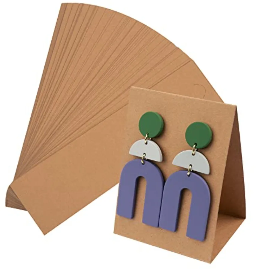 

50 Pcs Standing Earring Display Cards, Earring Cards for Selling Earring Holder Cards Packaging for Small Business Jewelry Supp