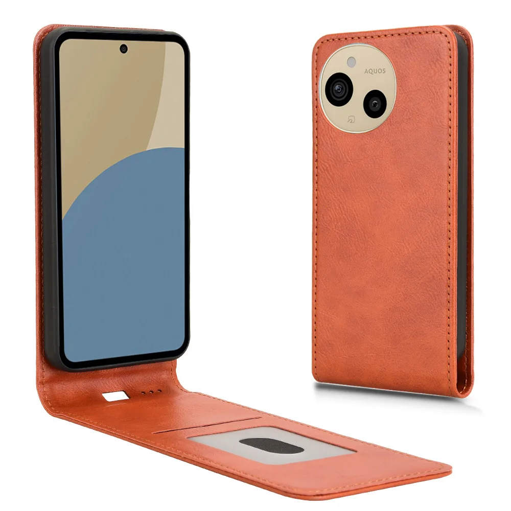 لشارب Aquos Sense9 الوجه العمودي حالة الرجعية السلس الجلد الجلود غطاء كامل حامل بطاقة ل Aquos Sense 9 SH-M29 أكياس الهاتف