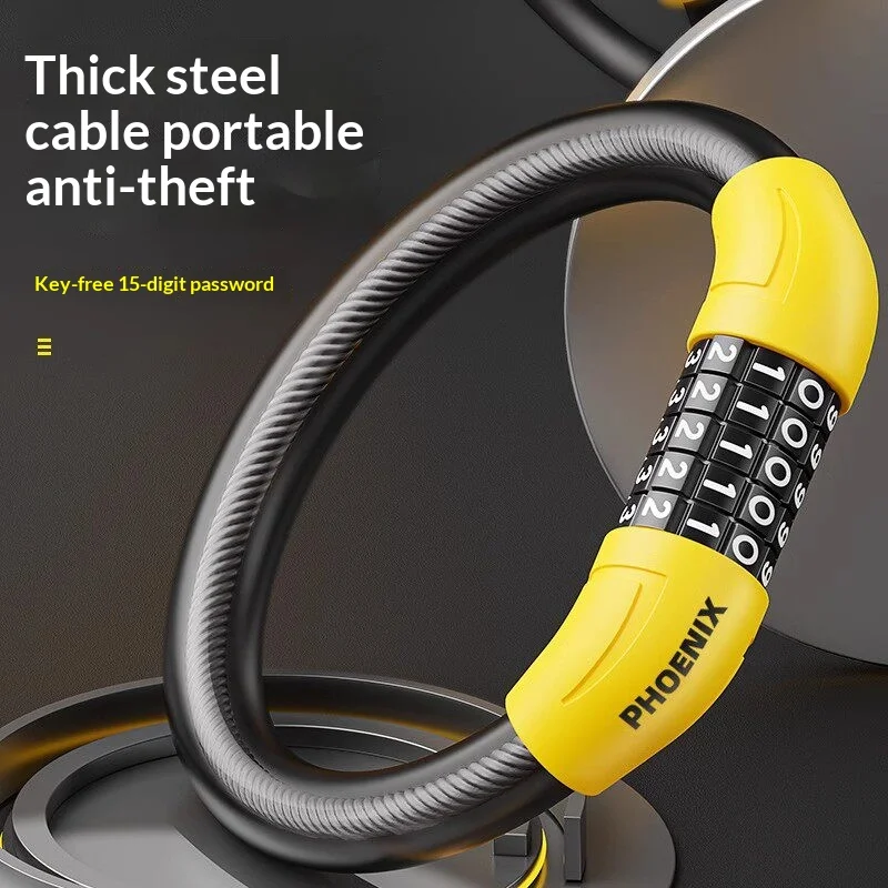 5 Digit Code Bicycle Lock Waterproof Anti-Prying Steel Cable Lock Security Safe Lock for MTB Road Bike E-Bike Motorcycle Scooter