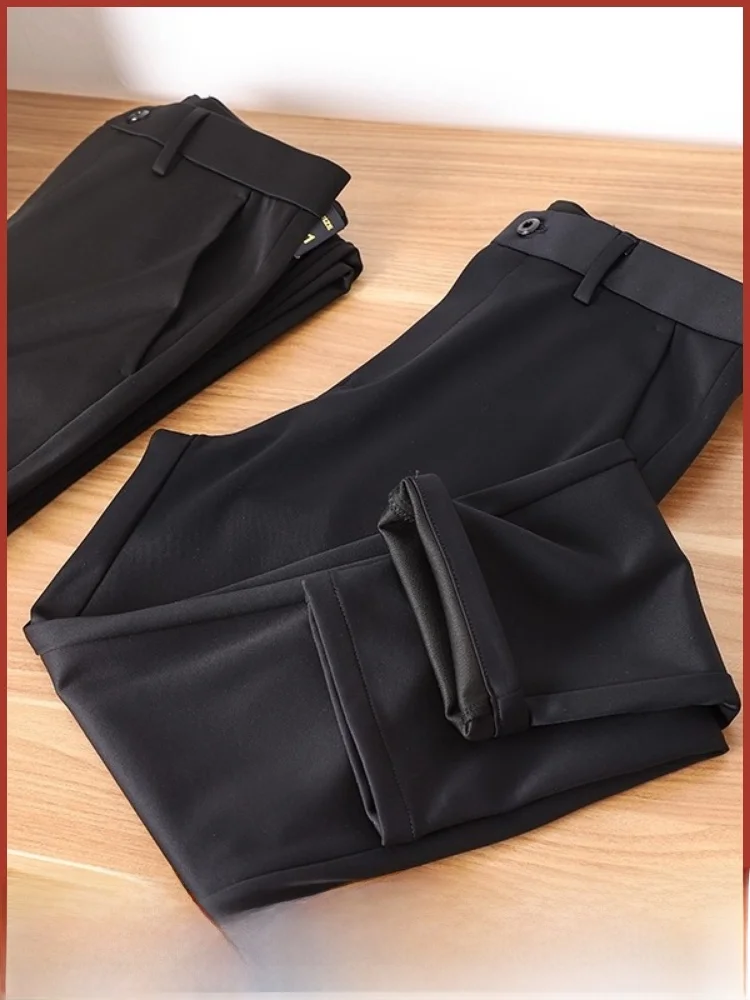 

Men's Wool Blend Casual Straight Leg Pants Autumn Spring Busin Commute Comfortable Faionable Straight Cut Trousers