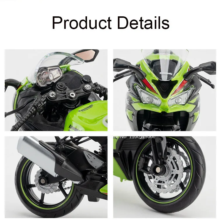 1:12 Kawasaki NIJIA ZX-6R Motorcycle Alloy Model Cars Toys Rubber