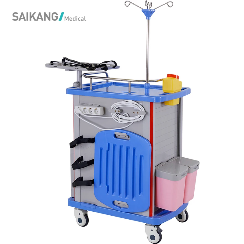 SKR054-ET SAIKANG Sale Hospital Nursing Furniture ABS Medicine  Emergency Cart