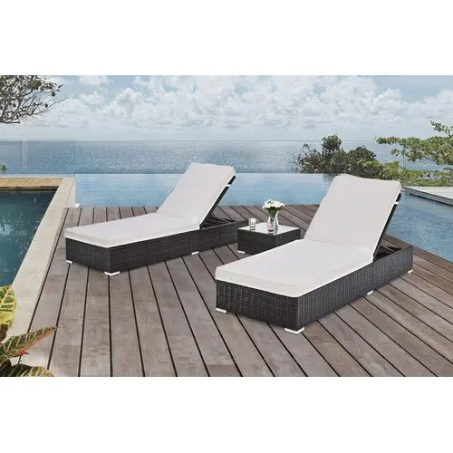 Daybed Outdoor Furniture Patio Rattan Chaise Lounge Chair Beach Sun Lounger Rattan / Wicker