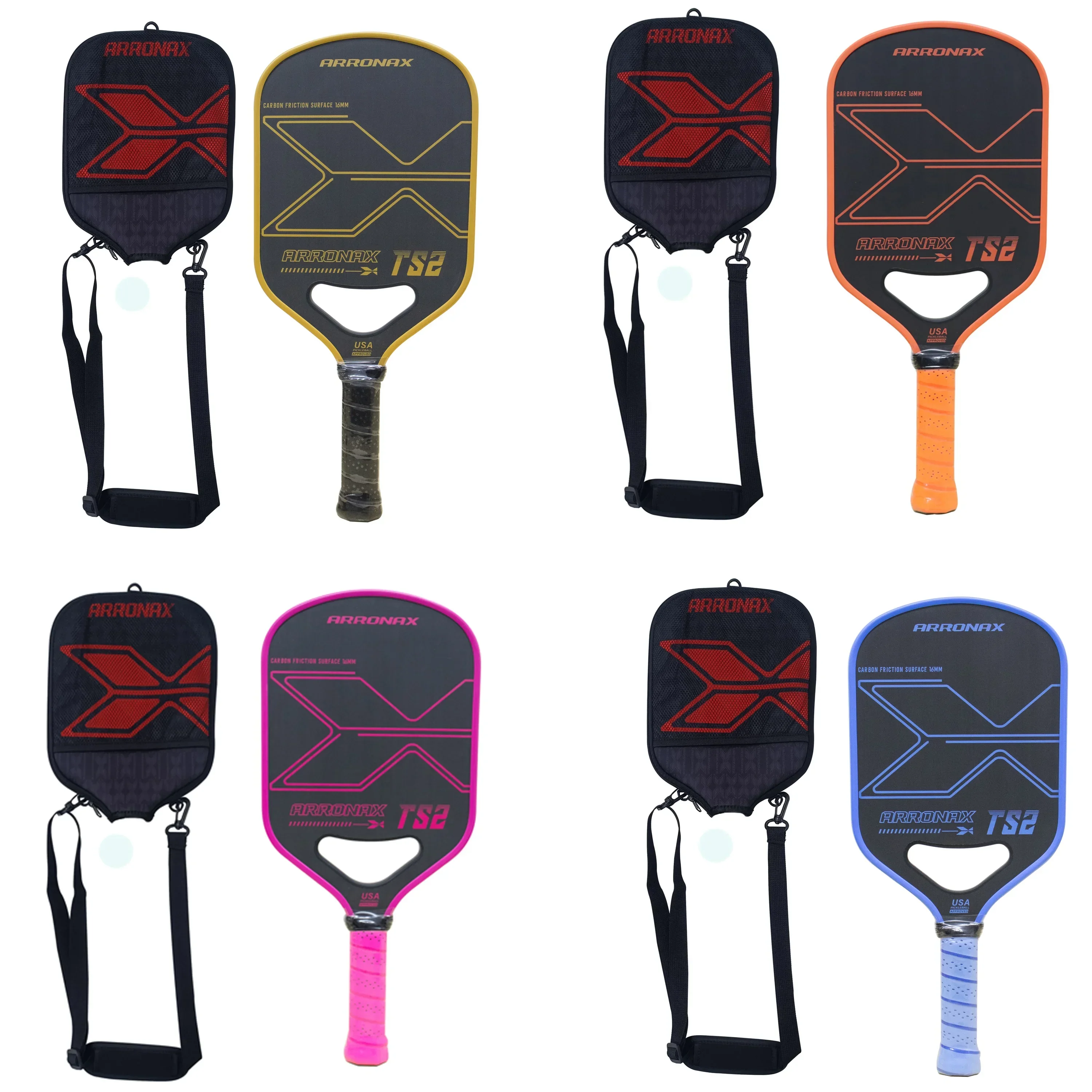 

Carbon Fiber Pickleball Paddle Set 16mm Racquet Pickle Ball Racket Professional Lead Tape Cover Men Women 2023