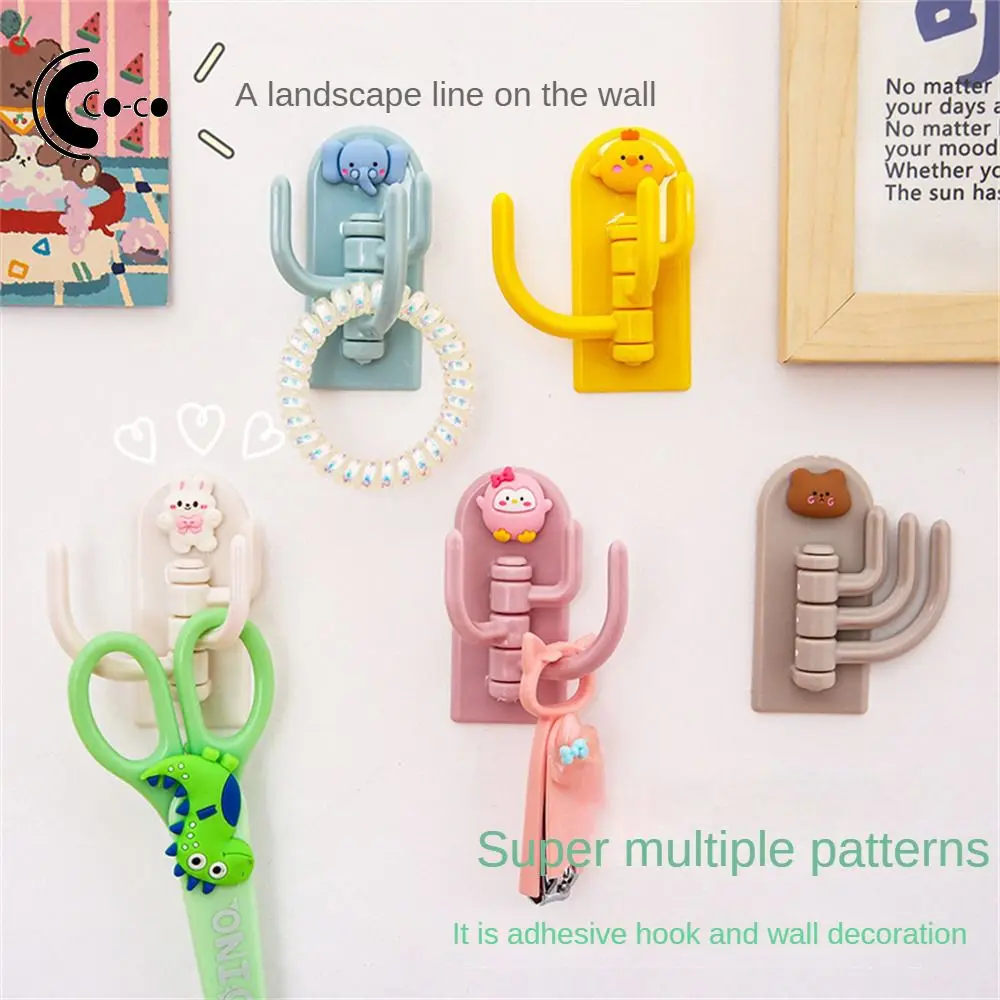 Storage Rack No Punch Can Rotate 180 Freely Three Hook Self-adhesive Household Gadgets Key Hook Cute Wall Door Hanging Creative