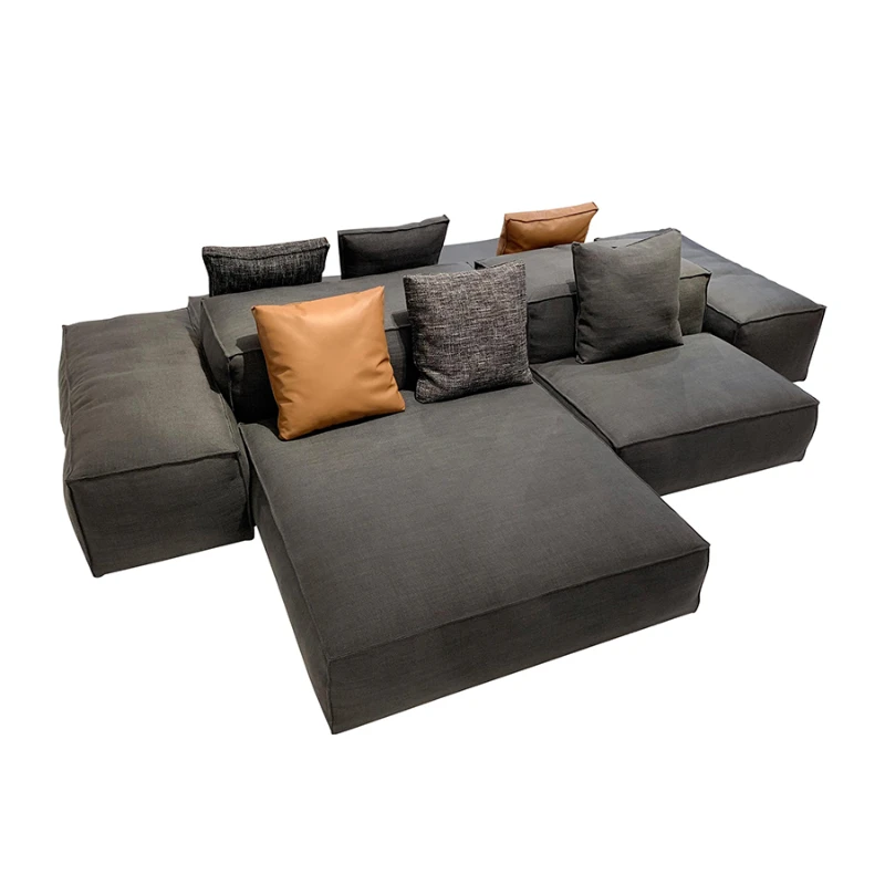 Modern minimalist Italian box combination special-shaped splicing bread leather art down sofa living room