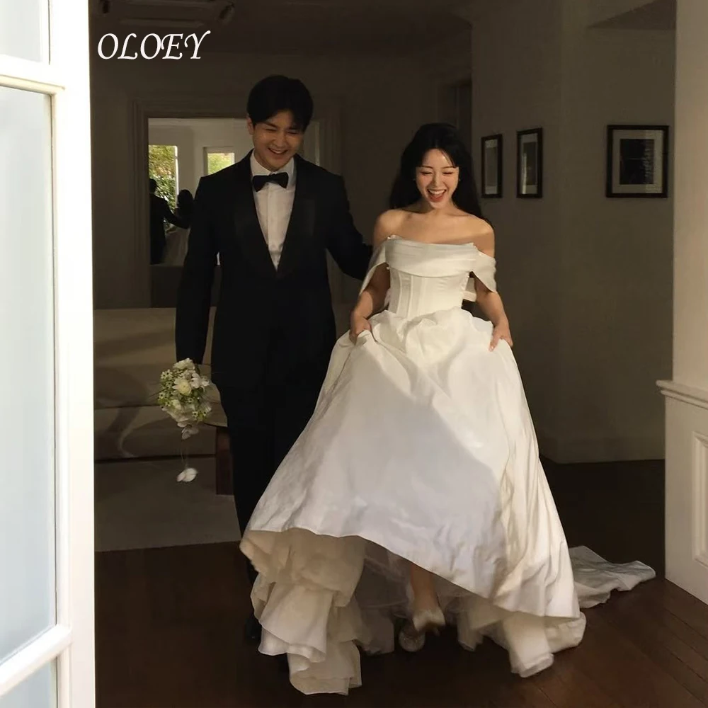 

OLOEY Off Shouler Princess Wedding Dresses Korea Women Ball Gown Bridal Gowns Photos Customized