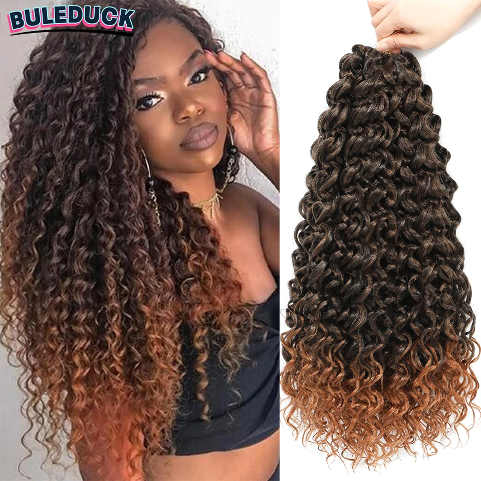 GoGo Curl Crochet Hair 1- 6 Packs 18 Inches Ombre Go Go Curl Crochet Braids Synthetic Water Wave Deep Afro Twist Crochet Hair