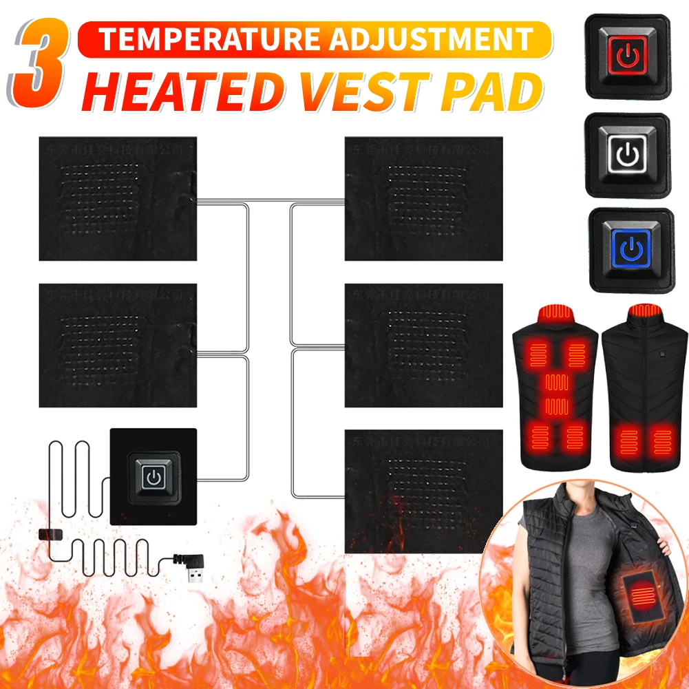 

USB-грелки 5В для жилетов и курток, водонепроницаемые, зимние, с 3 режимами регулировки нагрева, для самостоятельной модификации одежды с подогревом