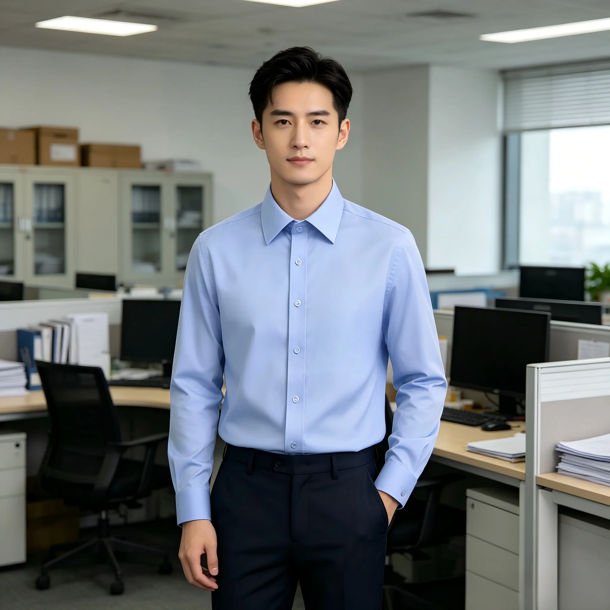 Summer Shirt Men's non ironing shirt, men's wrinkle resistant casual high-end seamless business shirt