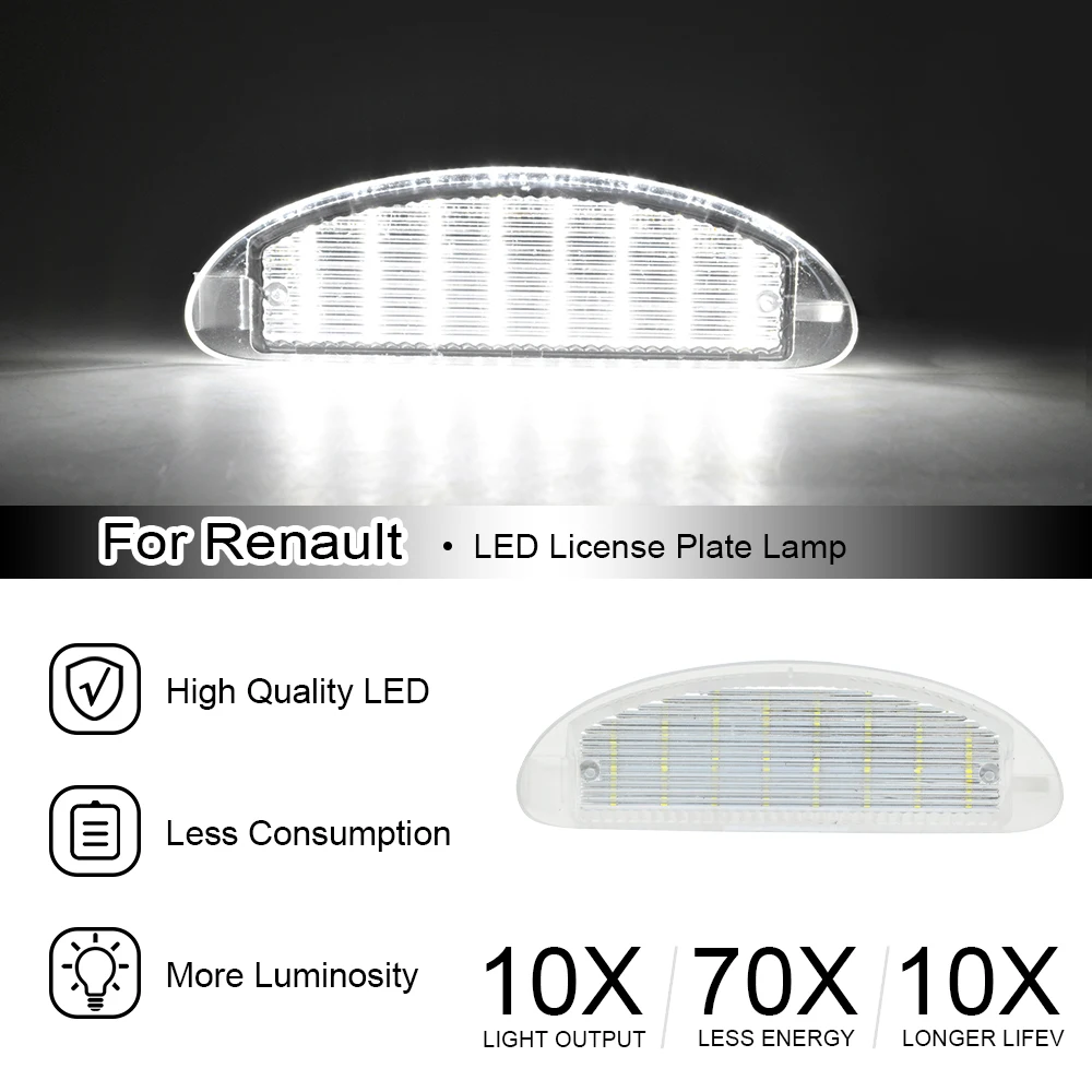 1PC 12V LED License Pate Light For Renault Clio 2 High Brightness Number Plate Lights For Renault Twingo No Error Easy Install