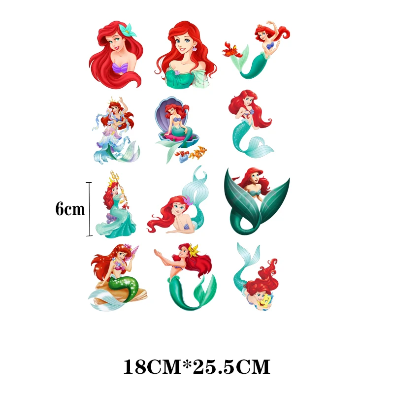 12Pcs/Lot Disney Iron On Fusible Stickers Heat Thermal Transfer Thermoadhesive Patches For Children\'s Clothes Kids Ironing DIY