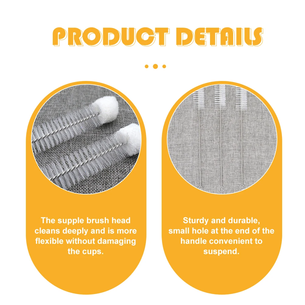 

4pcs Stainless Steel Handle Cup Bottle Test Tube Cleaning Brush Lab Equipment Cotton Ball Brush Head Small Hole For Suspension