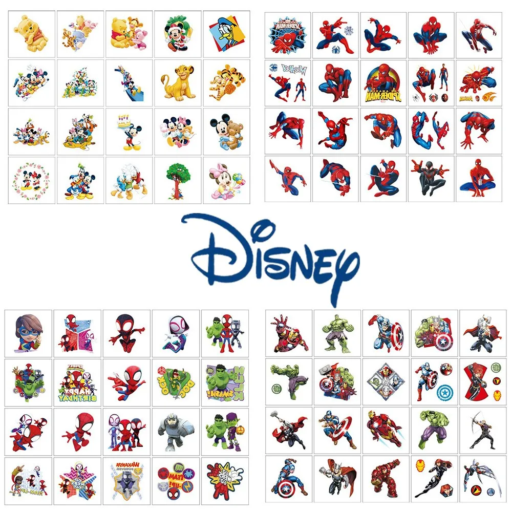 20Pcs/set Marvel Spider Man Tattoo Stickers Princess Cartoon Tattoo For Kids Birthday Gift Fake Children Body Art Tattoos Toys