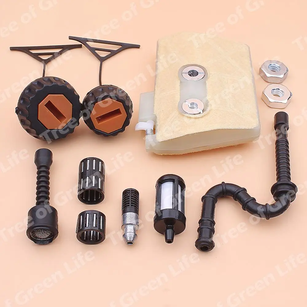 Tapa de tanque de línea de filtro de aceite y combustible de aire para Stihl 038 MS380 MS 380, barra de motosierra, Perno de embrague, pistón, rodamiento de agujas, 1119, 120