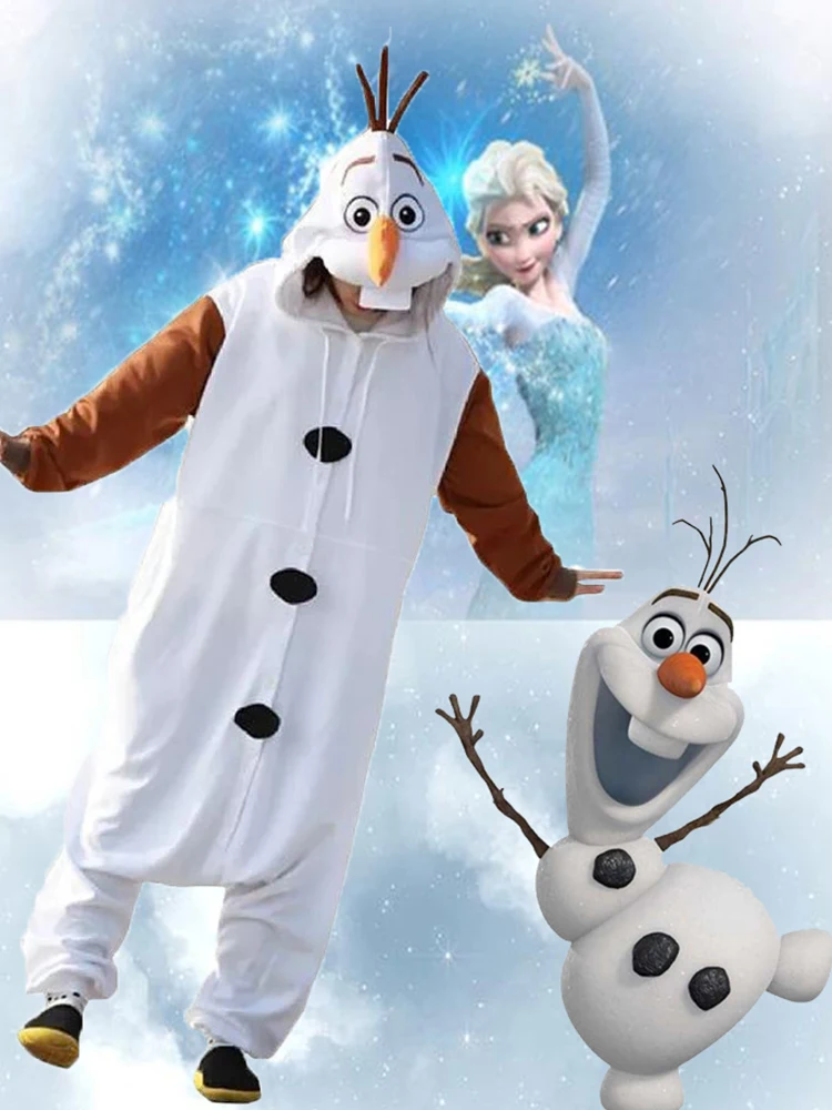 Nieuwe Disney Cosplay Kostuum Frozen Olaf Sneeuwpop Pyjama Volwassen Kinderen Jumpsuit Feestjurk Fleece Cartoon Nachtkleding Geschenken Speelgoed - afbeelding 2