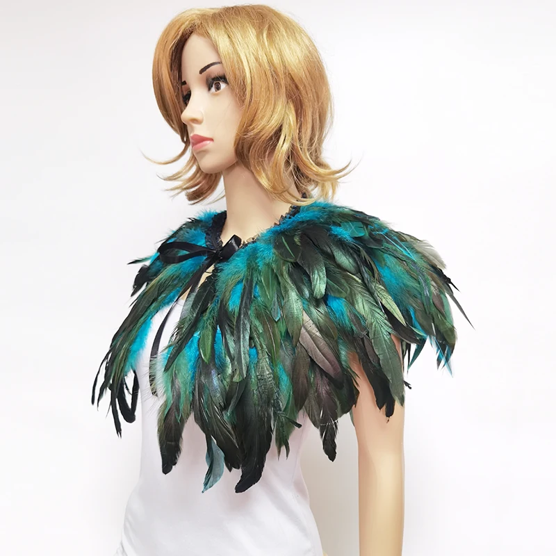 Three-layer Feather Shrug Shawl Feather Shoulder Wrap Cape Jacket Feather Costume Halloween Rave Party Cosplay Filming Props