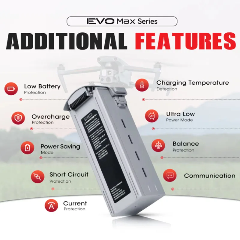 2025 Autel Robotics EVO Max Battery 8070mAh 120Wh -20oC إلى 45oC شحن درجة حرارة Li-Po 4S EVO البطارية