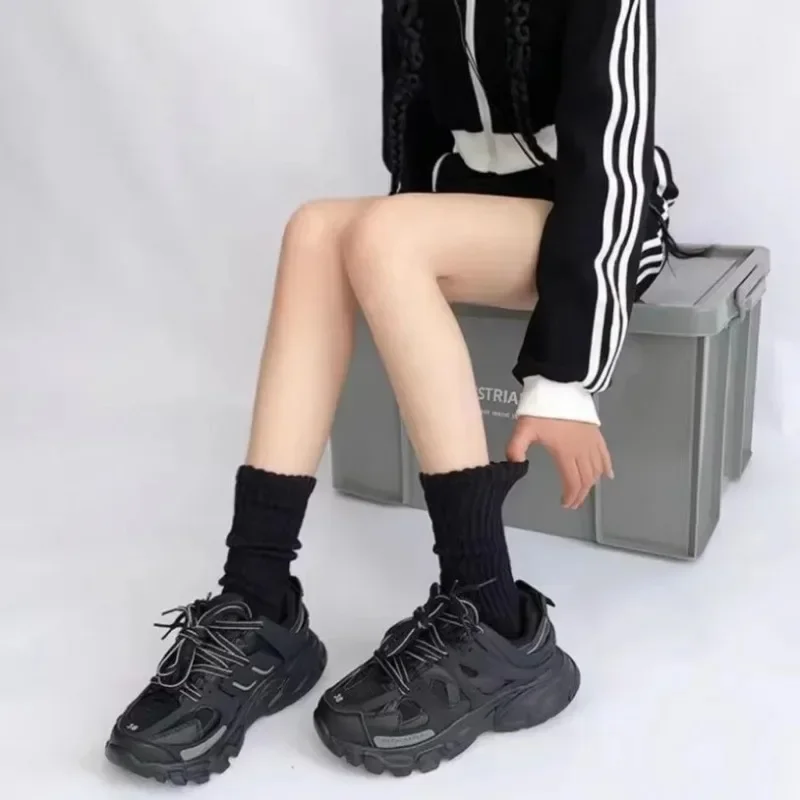 Y2k لوليتا الجوارب الطويلة للنساء الخريف الشتاء بلون لوليتا محبوك الدافئة أنبوب سوكس السيدات الكروشيه سوكس الأصفاد التمهيد جوارب