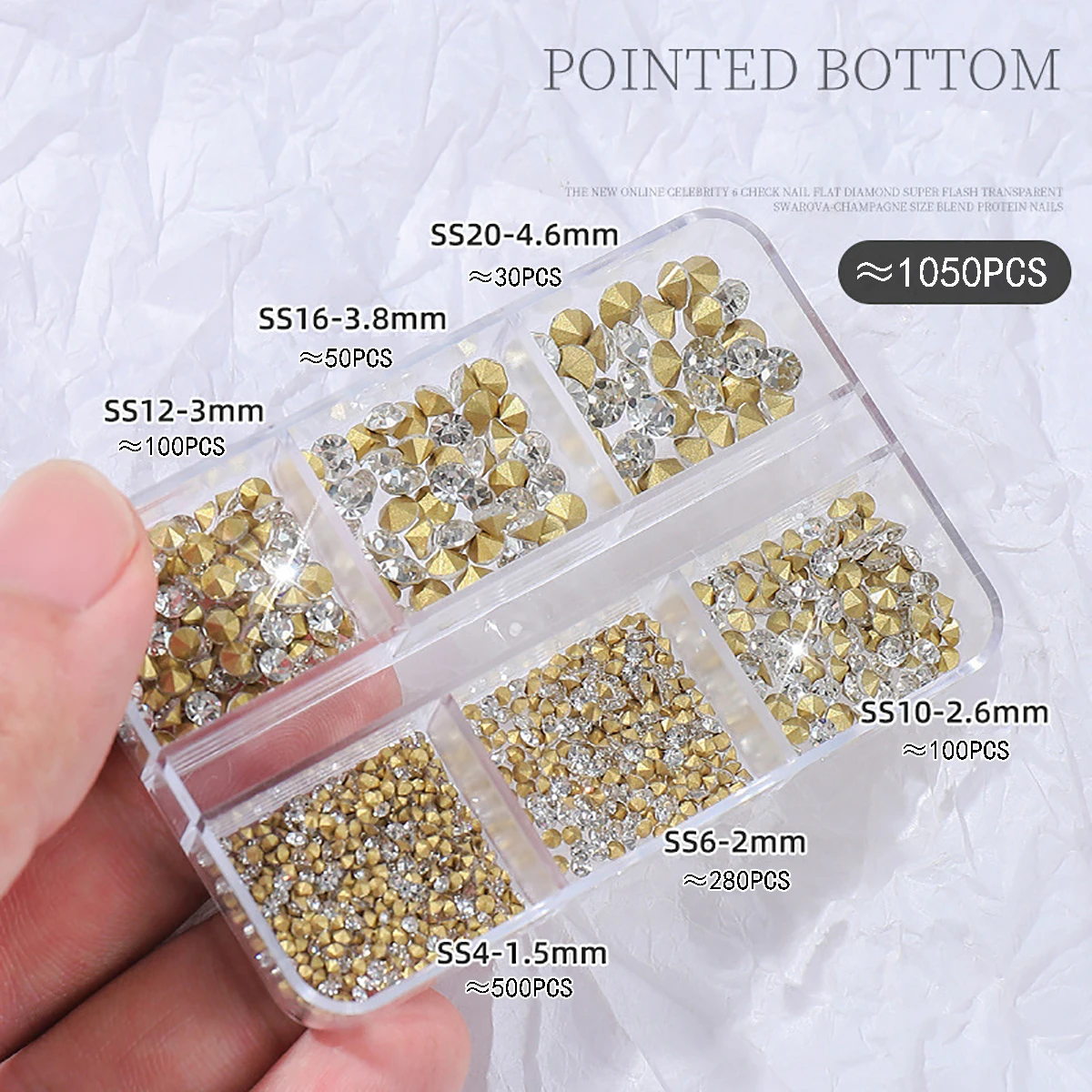 1 صندوق ياباني ins الرياح مسمار طرف الحفر السفلي حجم شفاف مختلط ملحقات الأظافر لتقوم بها بنفسك كومة الحفر مسمار الديكور #1