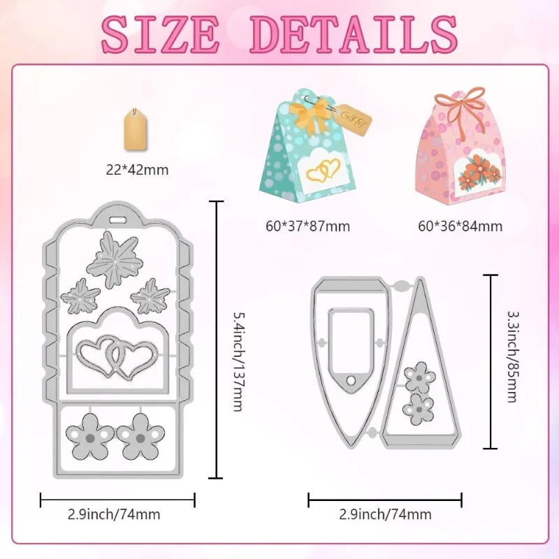 قوالب قطع معدنية لصندوق الهدايا ، قالب استنسل لنقش ذاتي الصنع ، حقيبة هدايا ، صنع بطاقات ، قطع ثلاثية الأبعاد