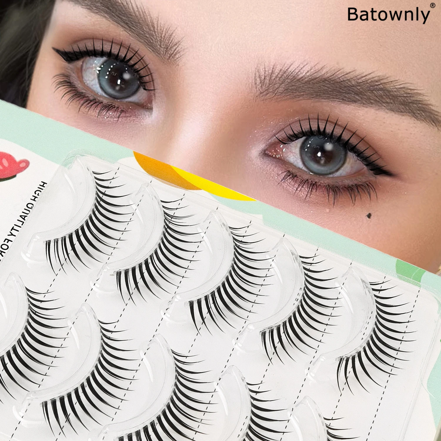 5-Pair, Little Devil False Eyelash Wet Eyelash Sharp End Manga Barbie Eyelash Whole Piece Eyelash Beginner