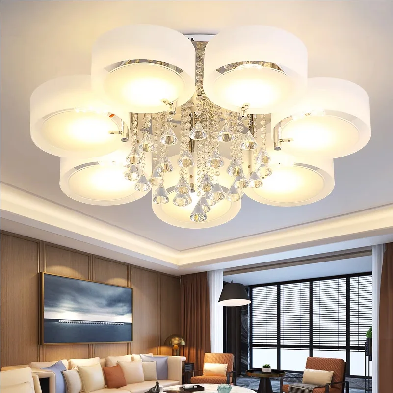 

Living room light, LED ceiling light, round crystal lamp, home modern, simple, stepless dimming, bedroom, dining room light