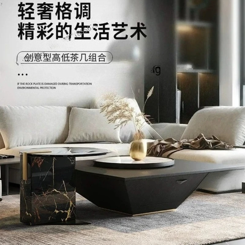 

Легкий роскошный журнальный столик из каменной плиты, комбинация ТВ-шкафа для маленькой квартиры, скандинавская современная гостиная из цельного дерева, простая