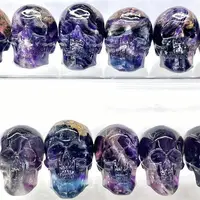 Natural Dream Amethyst Skull Crystal Carved Healing Energy Stone Crafts For Halloween Gift Or Home Decoration 1PCS 3