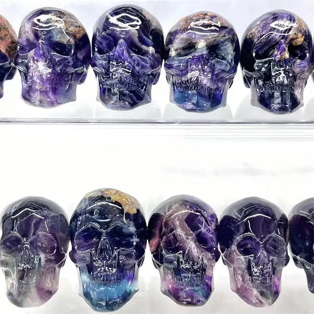 Natural Dream Amethyst Skull Crystal Carved Healing Energy Stone Crafts For Halloween Gift Or Home Decoration 1PCS 3 Natural Dream Amethyst Skull Crystal Carved Healing Energy Stone Crafts For Halloween Gift Or Home Decoration 1PCS 3