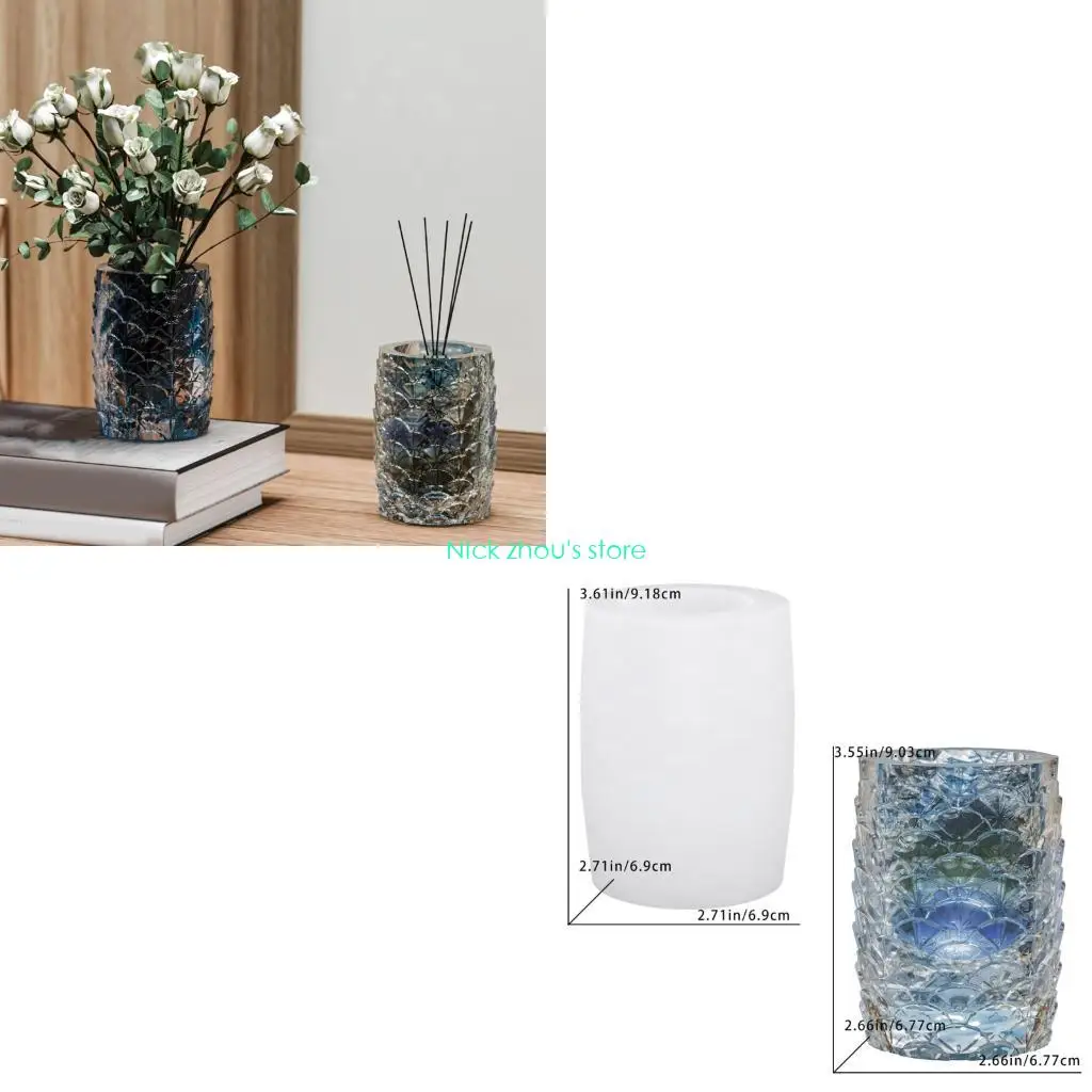 

E15E Flexible Silicone Planter Mold With Intricate Petal Embossing Resin Jewelry Craft Casting Supplies DIY Vase Projects