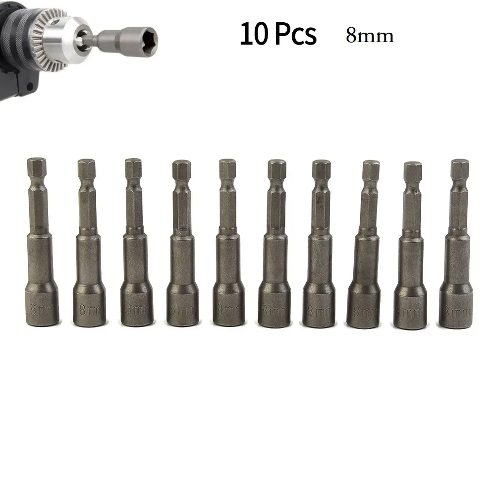 

10pcs 1 4 Shank 65 Mm Hex Socket Magnetic Nut Driver Set Drill Bit Adapter Socket Adapter For Power Drills Drivers