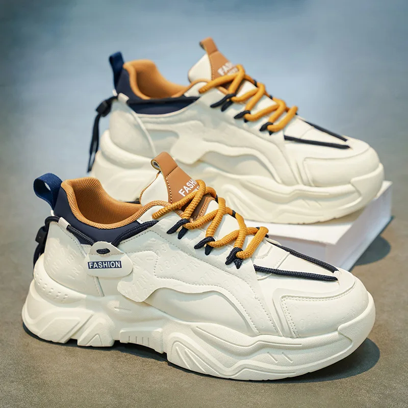 Men's Spring 2026 Breathable Sports Leisure Dad Shoes Thick Sole Anti-Slip Outdoor Running Shoes Comfortable Slip-On